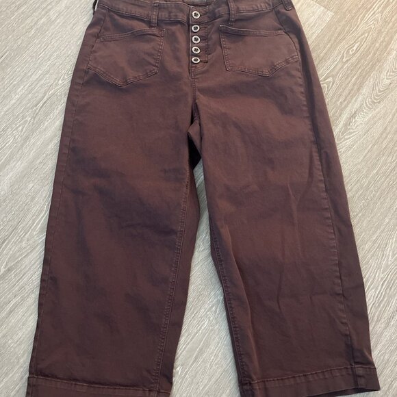 Torrid Womens 16 Button Fly Wide Leg Crop Brown Pants Fall Harvest - Picture 1 of 4